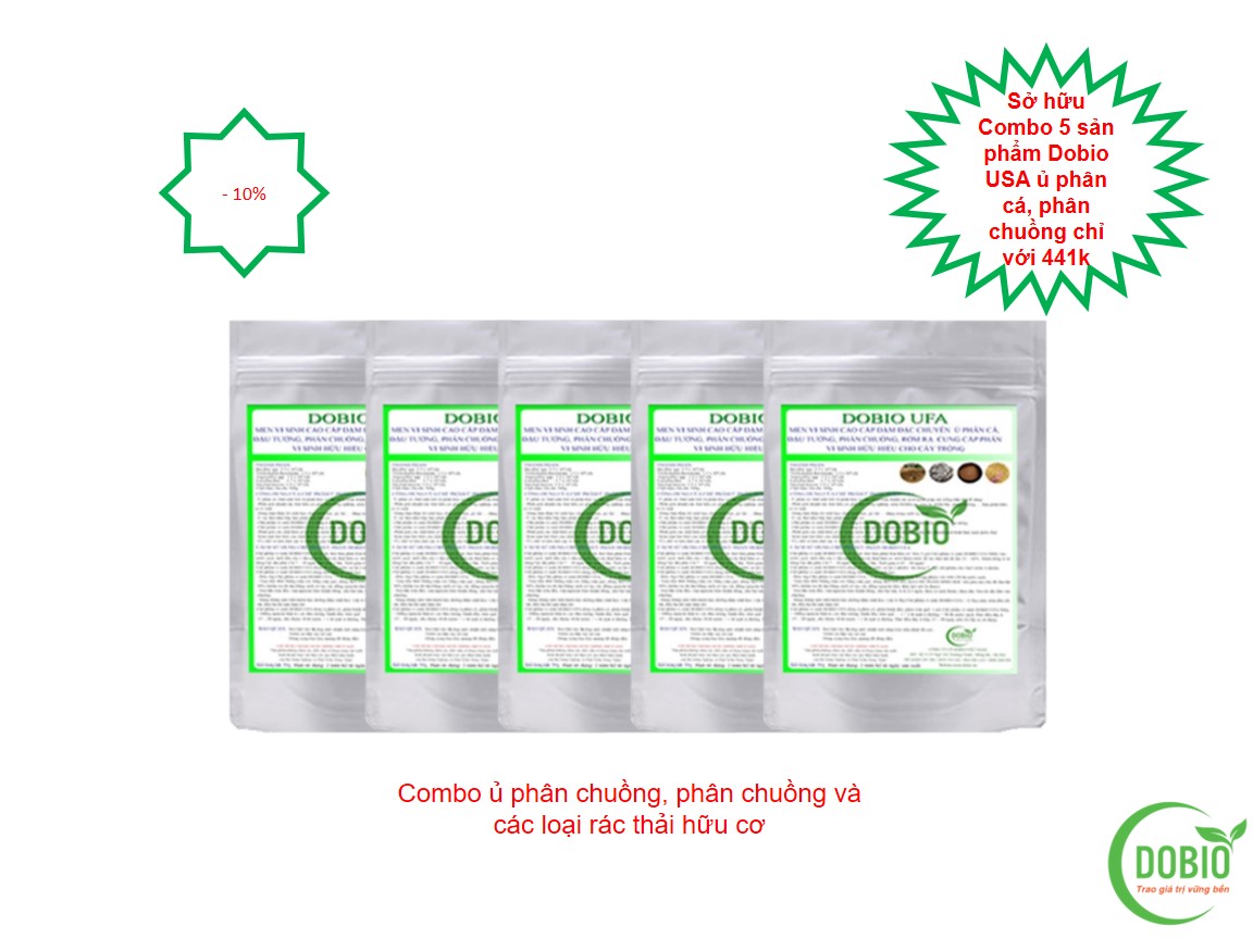 Combo 5 sản phẩm UFA Dobio ủ phân chuồng, phân chuồng và  các loại rác thải hữu cơ