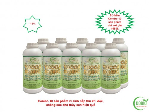 Combo 10 sản phẩm vi sinh Yucca Dobio hấp thu khí độc,  chống sốc cho thủy sản hiệu quả